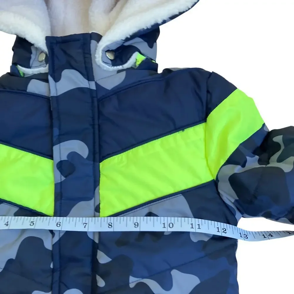 Egg New York NWT Sz 2T Toddlers Winter Puffer Jacket Sherpa Lined Hooded Camo